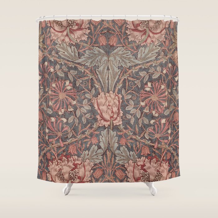 Honeysuckle Pink by William Morris Antique Vintage Victorian Jugendstil Art Nouveau Retro Pattern Shower Curtain Gallery Image 1