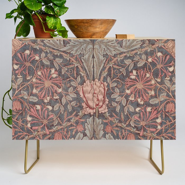 Honeysuckle Pink by William Morris Antique Vintage Victorian Jugendstil Art Nouveau Retro Pattern Credenza Gallery Image 1