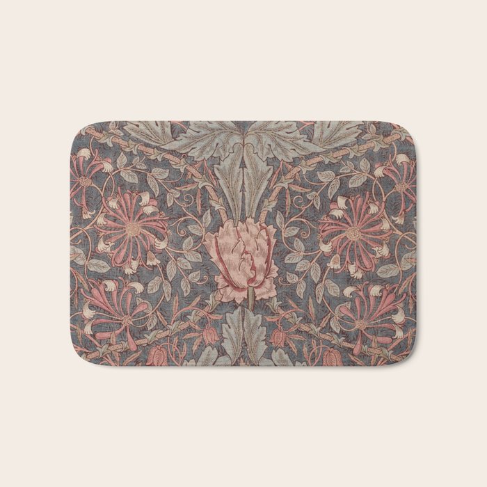 Honeysuckle Pink by William Morris Antique Vintage Victorian Jugendstil Art Nouveau Retro Pattern Bath Mat Gallery Image 1