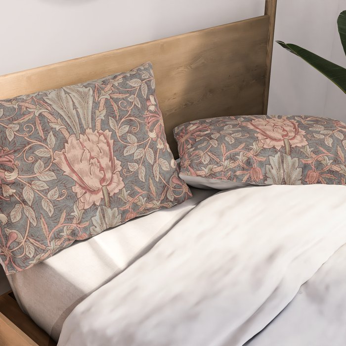 Honeysuckle Pink by William Morris Antique Vintage Victorian Jugendstil Art Nouveau Retro Pattern Pillow Sham Gallery Image 2