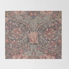 Honeysuckle Pink by William Morris Antique Vintage Victorian Jugendstil Art Nouveau Retro Pattern Throw Blanket Gallery Image 2