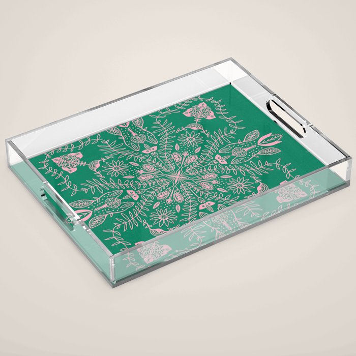 Flores, Emerald & Pink Acrylic Tray Gallery Image 1