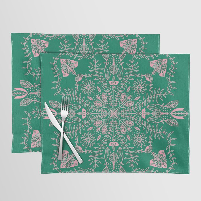 Flores, Emerald & Pink Placemat Gallery Image 1