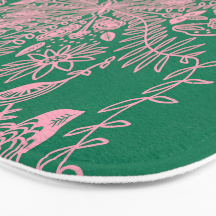 Flores, Emerald & Pink Bath Mat Gallery Image 3