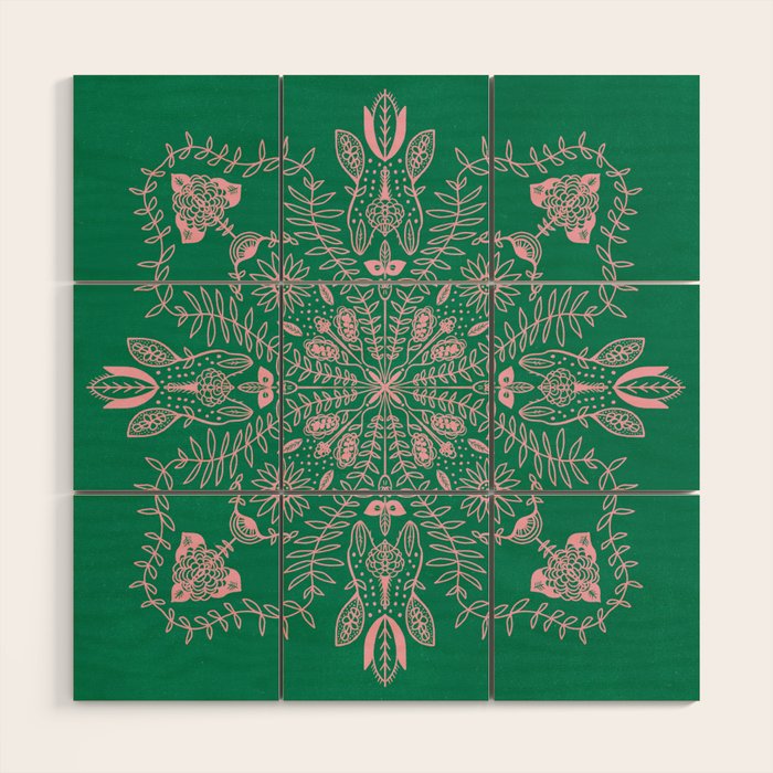Flores, Emerald & Pink Wood Wall Art Gallery Image 1