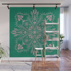 Flores, Emerald & Pink Wall Mural Gallery Image 1