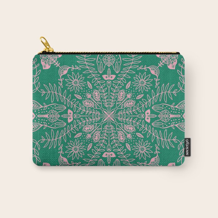 Flores, Emerald & Pink Carry All Pouch Gallery Image 1