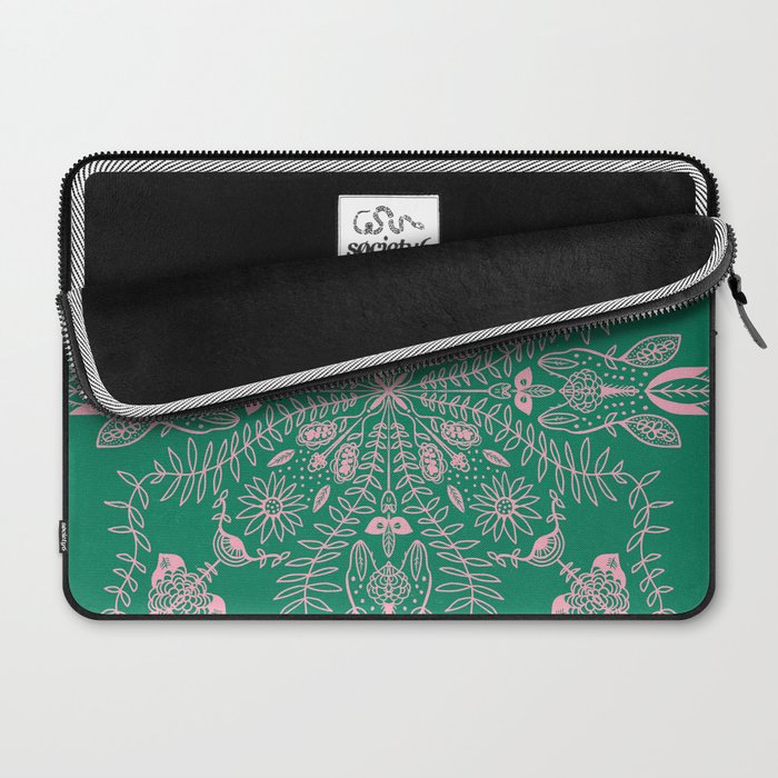 Flores, Emerald & Pink Laptop Sleeve Gallery Image 2