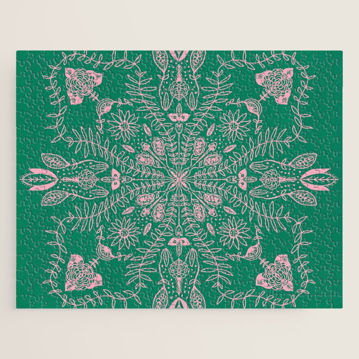 Flores, Emerald & Pink Jigsaw Puzzle Gallery Image 1