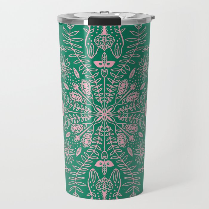 Flores, Emerald & Pink Travel Mug Gallery Image 1