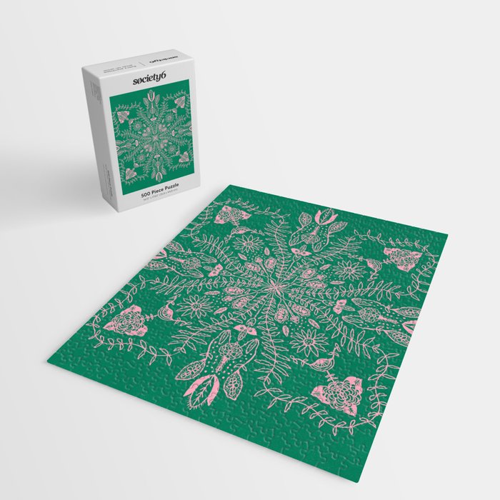 Flores, Emerald & Pink Jigsaw Puzzle Gallery Image 2