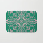 Flores, Emerald & Pink Bath Mat Gallery Image 1