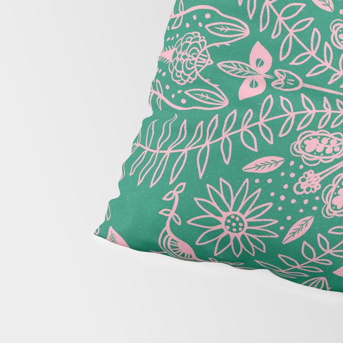 Flores, Emerald & Pink Pillow Sham Gallery Image 4