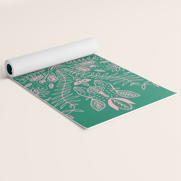 Flores, Emerald & Pink Yoga Mat Gallery Image 2