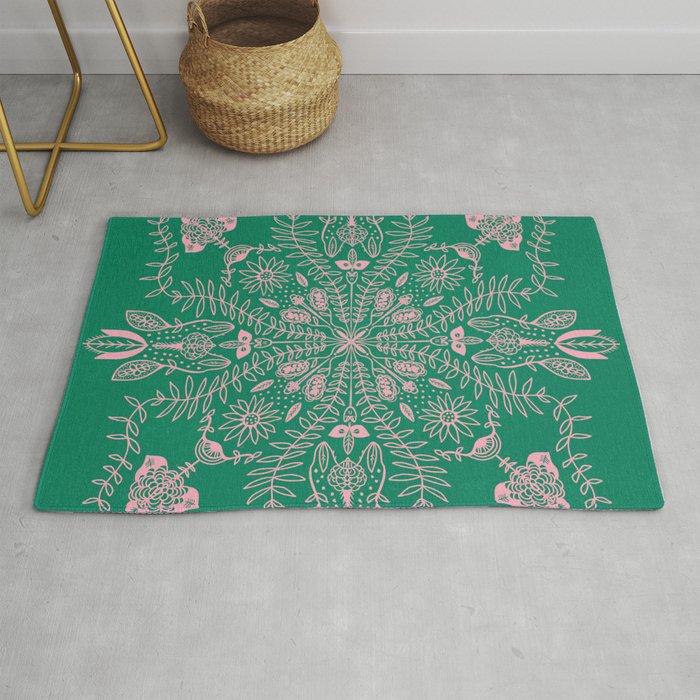 Flores, Emerald & Pink Rug Gallery Image 1