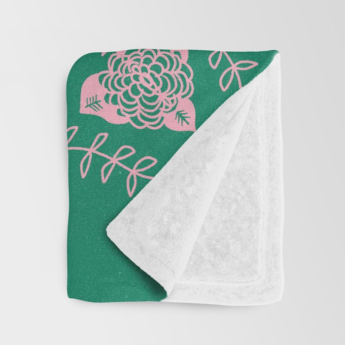 Flores, Emerald & Pink Throw Blanket Gallery Image 3