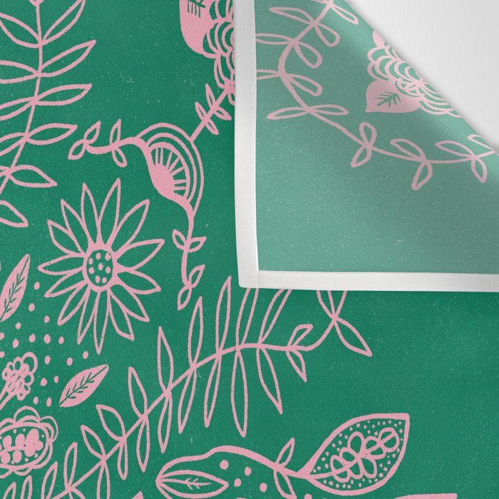 Flores, Emerald & Pink Wall Tapestry Gallery Image 3