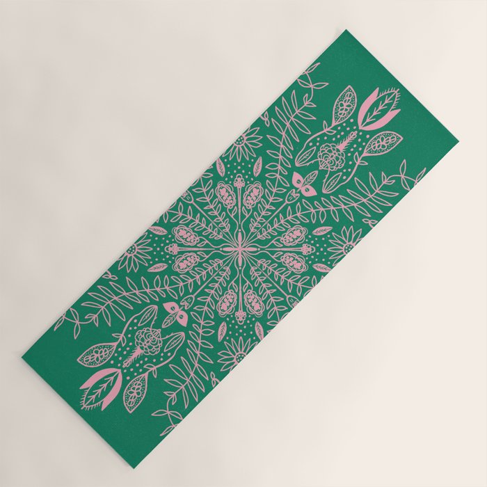 Flores, Emerald & Pink Yoga Mat Gallery Image 1