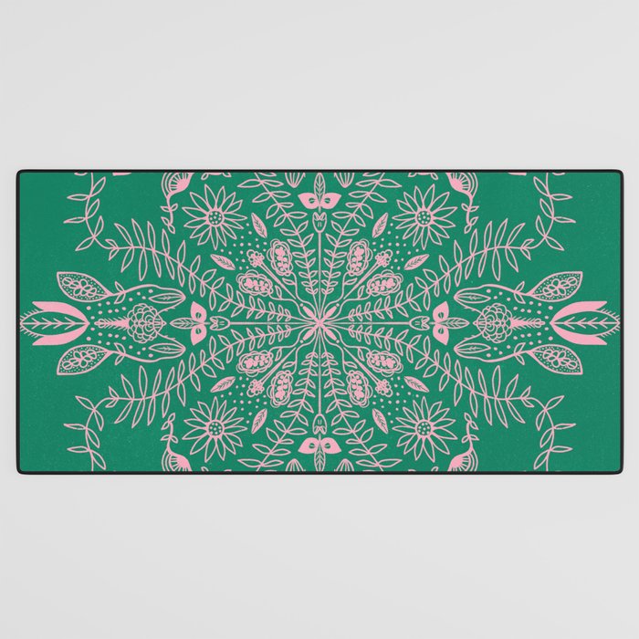 Flores, Emerald & Pink Desk Mat Gallery Image 3