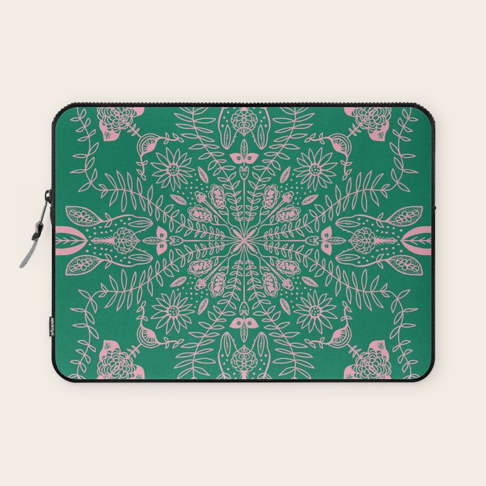 Flores, Emerald & Pink Laptop Sleeve Gallery Image 1