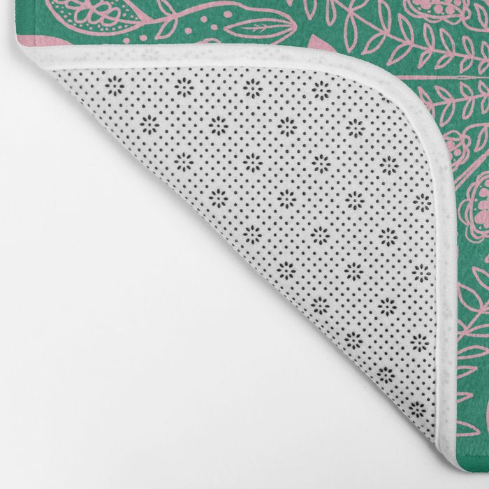 Flores, Emerald & Pink Bath Mat Gallery Image 2