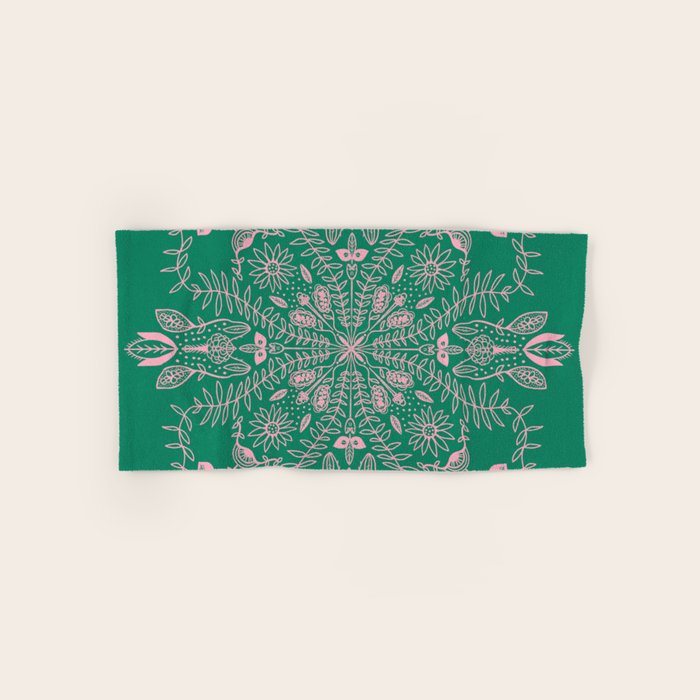 Flores, Emerald & Pink Bath Towel Gallery Image 1