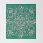 Flores, Emerald & Pink Throw Blanket Gallery Image 2