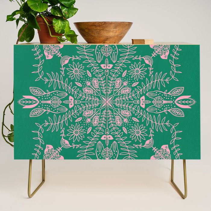 Flores, Emerald & Pink Credenza Gallery Image 1