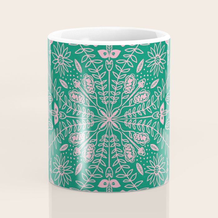 Flores, Emerald & Pink Coffee Mug Gallery Image 4