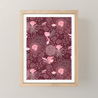 Forest Full of Wild Mushrooms in Burgundy & Peach Mini Art Print Gallery Image 1