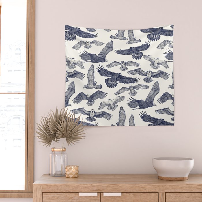 birds of prey blue Wall Tapestry Gallery Image 2