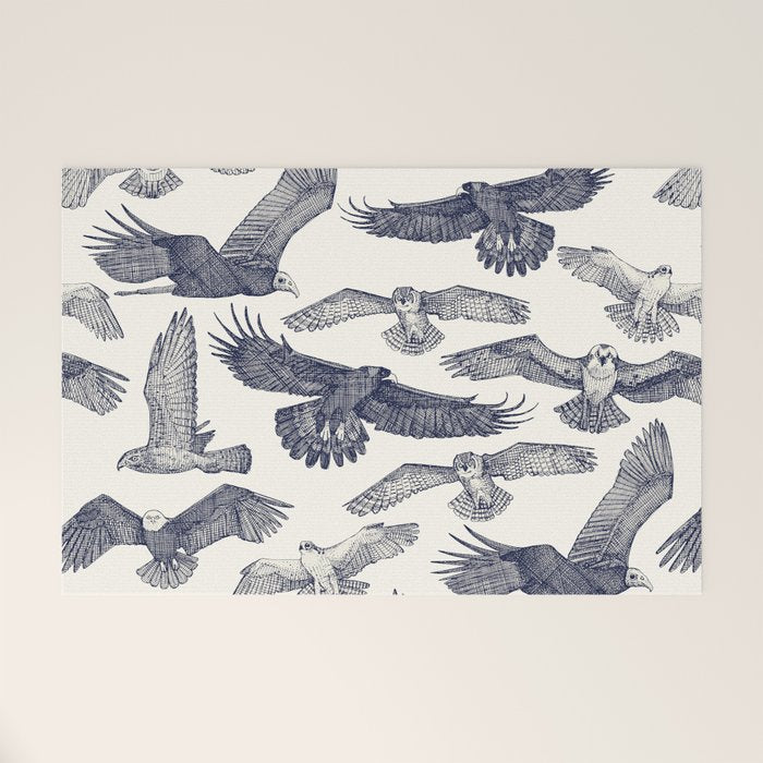birds of prey blue Welcome Mat Gallery Image 1