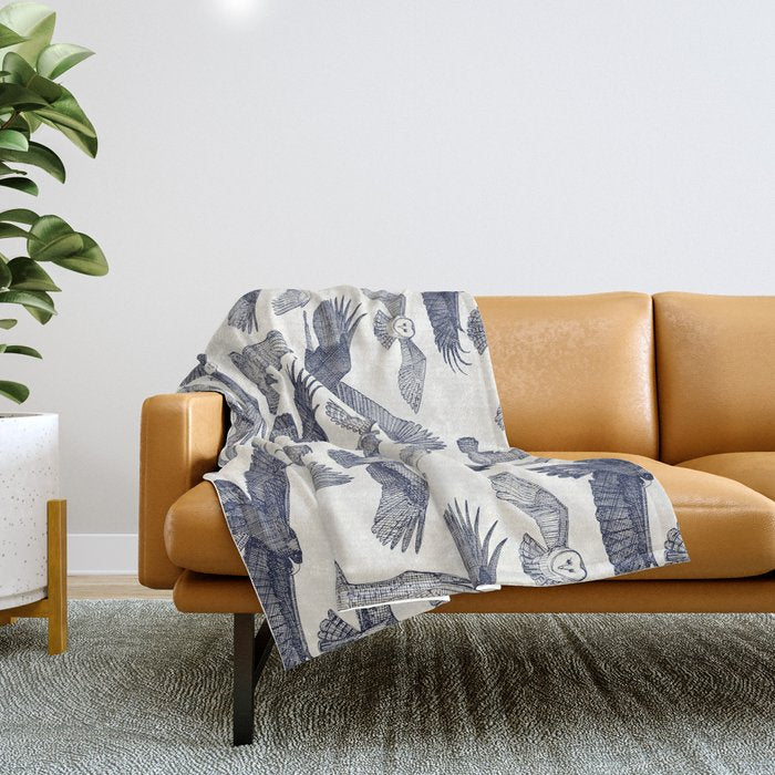 birds of prey blue Throw Blanket Gallery Image 1