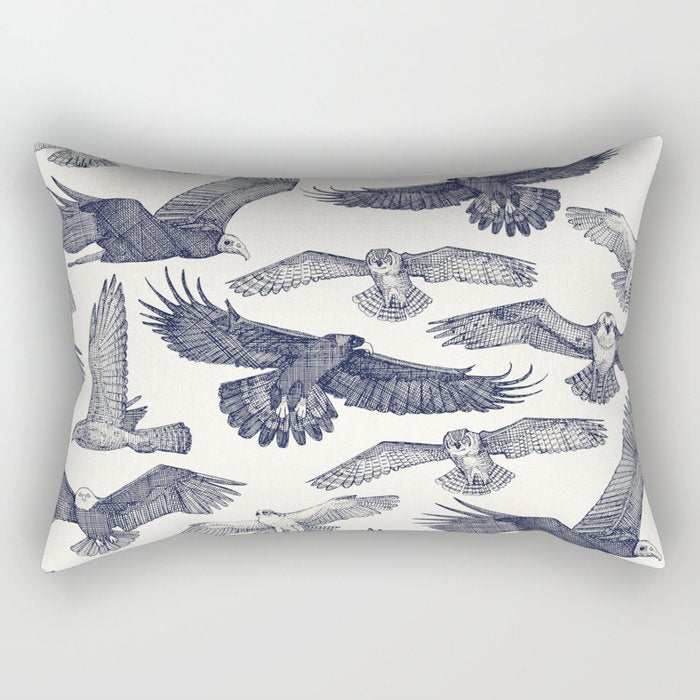 birds of prey blue Rectangular Pillow Gallery Image 1