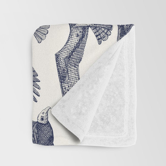 birds of prey blue Throw Blanket Gallery Image 3