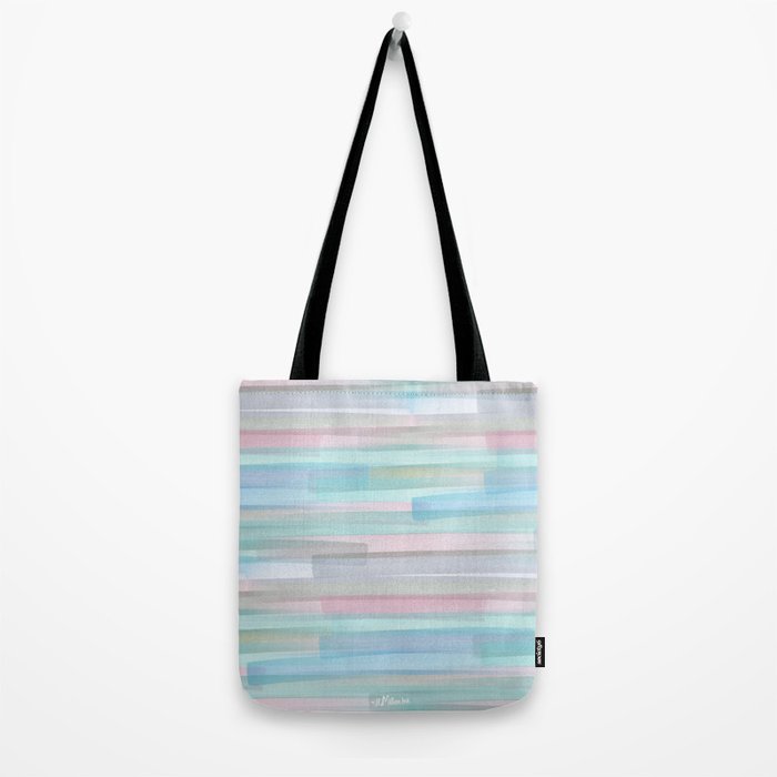 Abstract Watercolor Waves in Sky & Seafoam Tote Bag Gallery Image 2