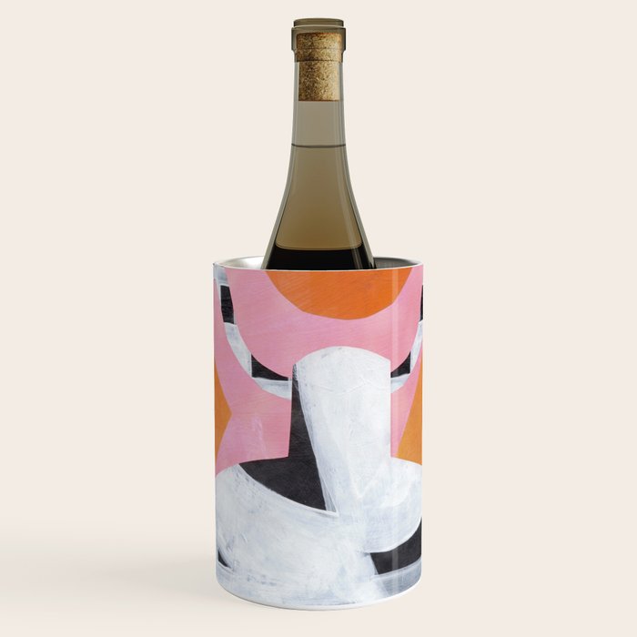 Checkered Urn Pink Orange Geometric Background Wine Chiller Gallery Image 1