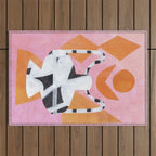 Checkered Urn Pink Orange Geometric Background Outdoor Rug Gallery Image 1