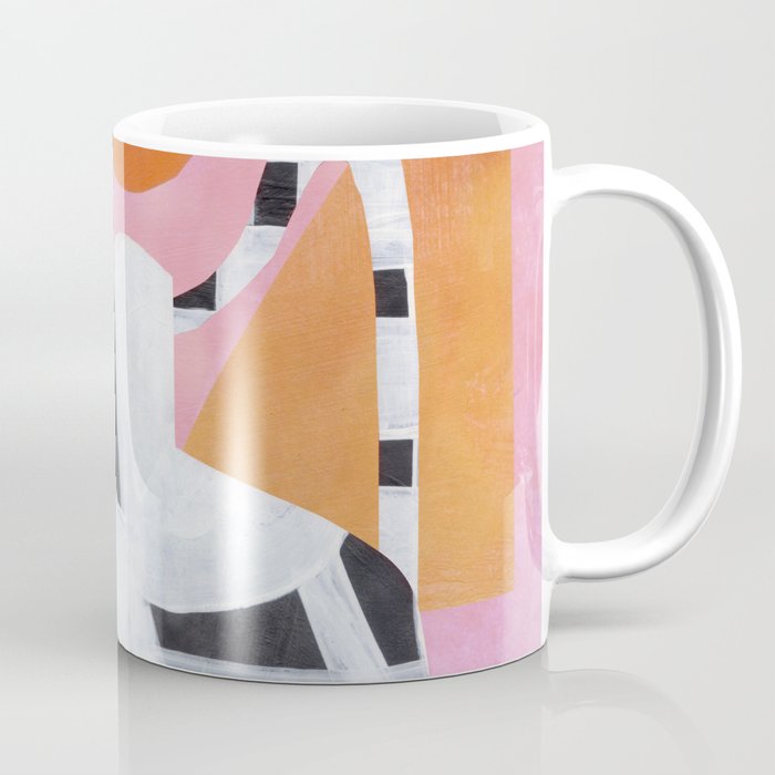 Checkered Urn Pink Orange Geometric Background Coffee Mug Gallery Image 1