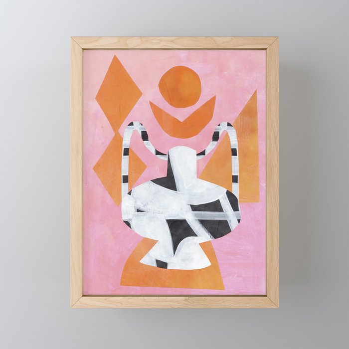 Checkered Urn Pink Orange Geometric Background Mini Art Print Gallery Image 1