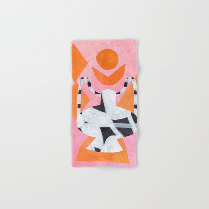 Checkered Urn Pink Orange Geometric Background Bath Towel Gallery Image 1