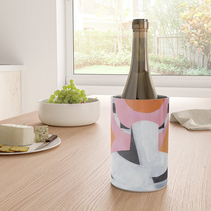 Checkered Urn Pink Orange Geometric Background Wine Chiller Gallery Image 4