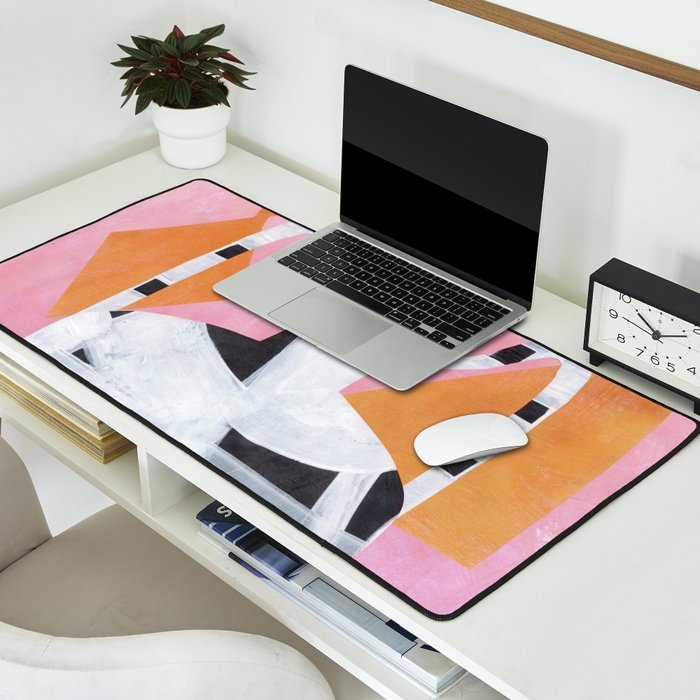 Checkered Urn Pink Orange Geometric Background Desk Mat Gallery Image 2