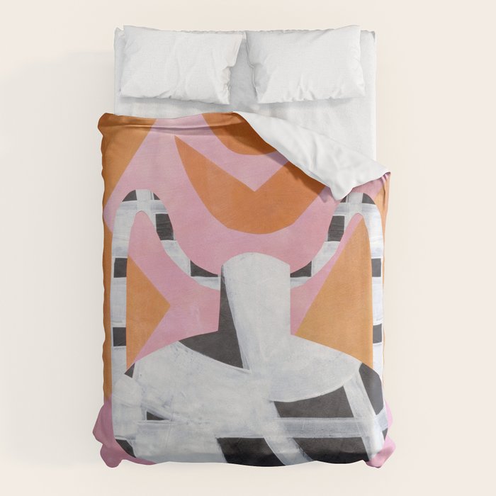 Checkered Urn Pink Orange Geometric Background Duvet Cover Gallery Image 6