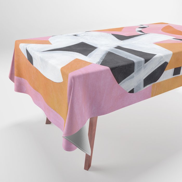 Checkered Urn Pink Orange Geometric Background Tablecloth Gallery Image 1