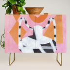 Checkered Urn Pink Orange Geometric Background Credenza Gallery Image 1