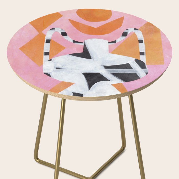 Checkered Urn Pink Orange Geometric Background Side Table Gallery Image 2