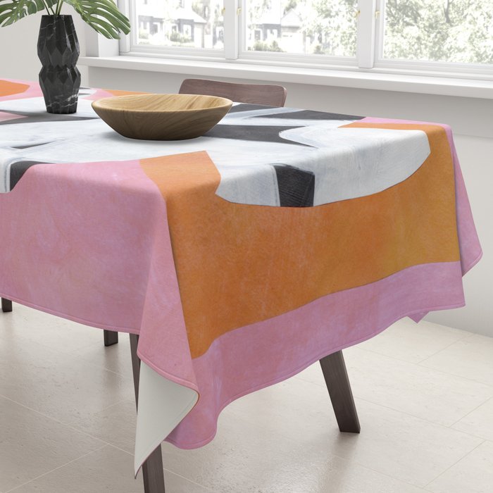 Checkered Urn Pink Orange Geometric Background Tablecloth Gallery Image 3