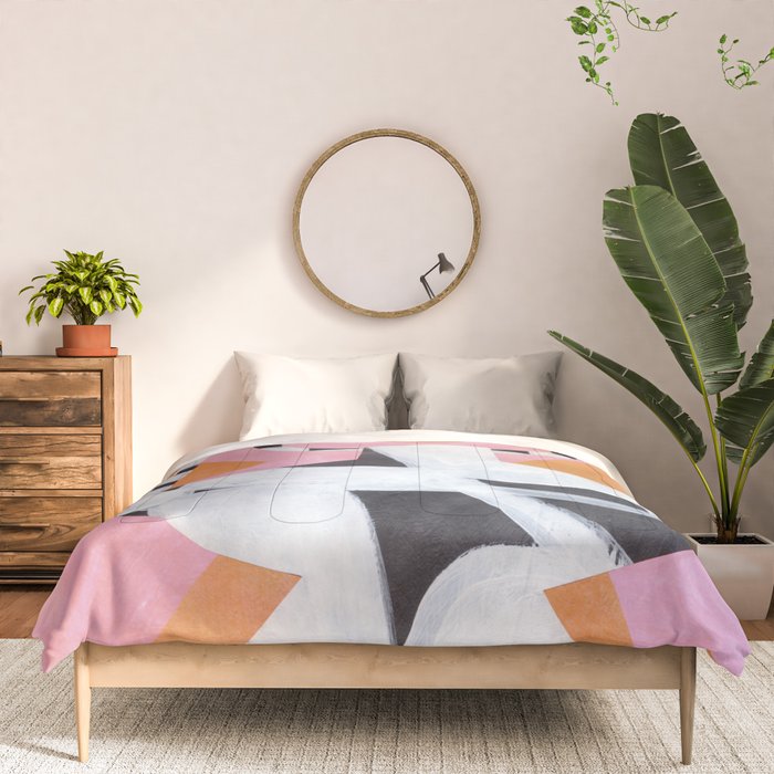 Checkered Urn Pink Orange Geometric Background Comforter Gallery Image 3