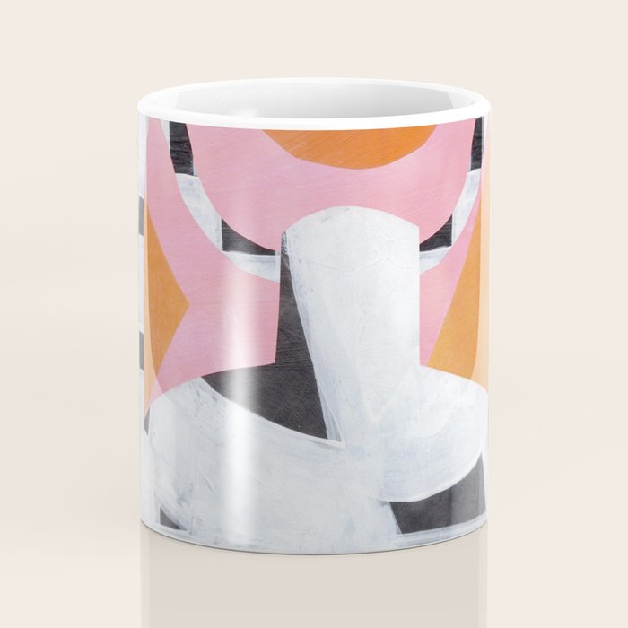 Checkered Urn Pink Orange Geometric Background Coffee Mug Gallery Image 4
